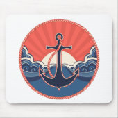 Anker en Zee golven patroon Muismat (Voorkant)