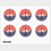 Anker en Zee golven patroon Ronde Sticker (Vel)