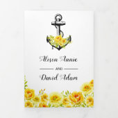 anker gele bloemen nautisch huwelijk drieluik uitnodiging (Cover)