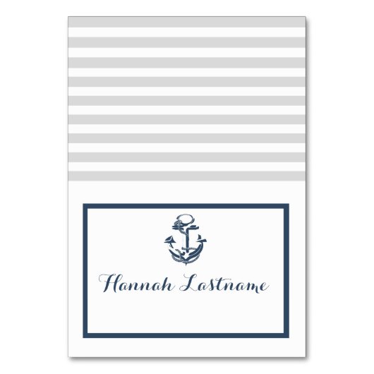 Anker Grijs en Navy Blue Nautische Zitplaatsen Kaa Kaart (Voorkant)