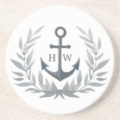 Anker herald initiaal zandsteen onderzetter (Voorkant)
