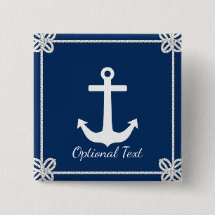 Anker in Lijst Nautisch Vierkante Button 5,1 Cm