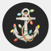 Anker Kerstmis Kerstverlichting Zeilboot Ronde Sticker (Voorkant)