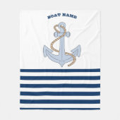 Anker Marineblauw Wit Gestreept Fleece Deken (Voorkant)