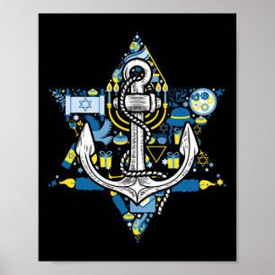 Anker Menora Ster Hanukka Bootvaren Zeilen Chanu Poster