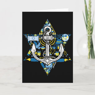Anker Menorah Ster Hanukkah Bootvaren Zeilen Chanu Kaart