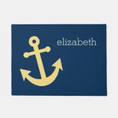 Anker met Blauw en Geel Chevron Patroon Deurmat (Voorkant)