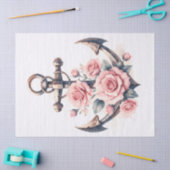 Anker met Blush Pink Roses Decoupage Tissuepapier (Craft)