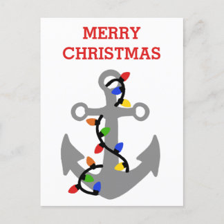 Anker met kerstlampjes briefkaart