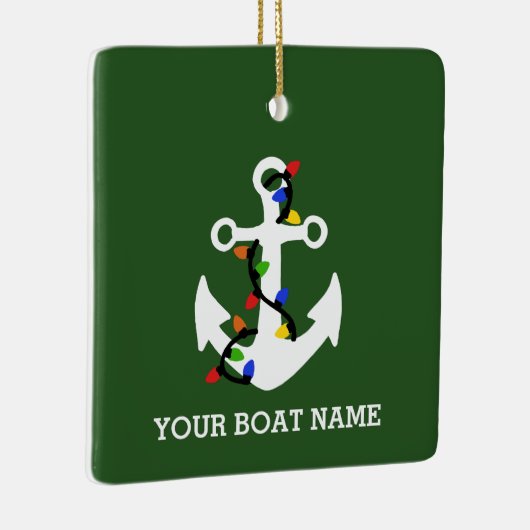 Anker met kerstlampjes keramisch ornament (Rechts)