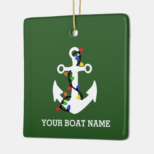 Anker met kerstlampjes keramisch ornament (Links)