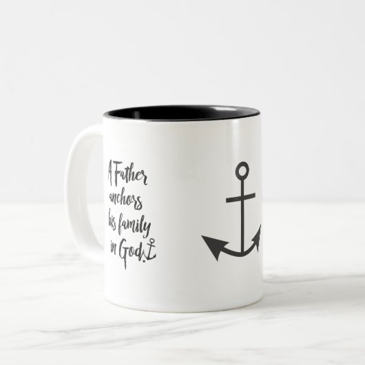 Anker met pap geloof citaat tweekleurige koffiemok (Voorkant links)