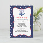 Anker Met Walvissen Voor Tweeling Baby shower Uitn Kaart (Staand voorkant)