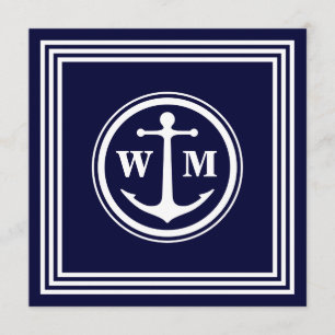 Anker Monogram 5.25x5.25 Vierkant Papieren Uitnodi Kaart
