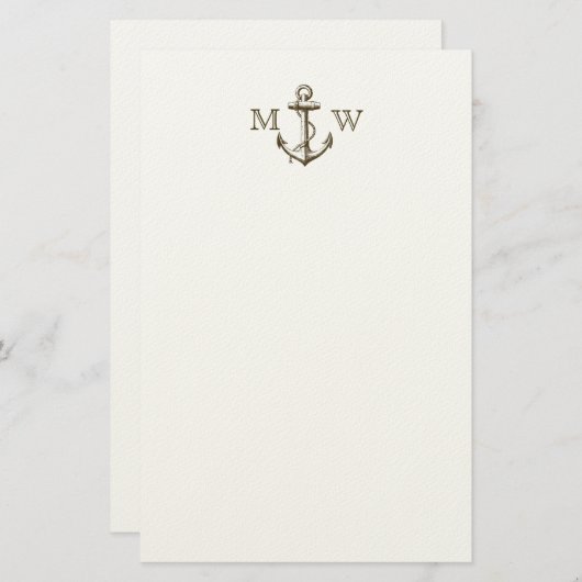 Anker, Nautisch monogram Briefpapier (Voorkant / Achterkant)