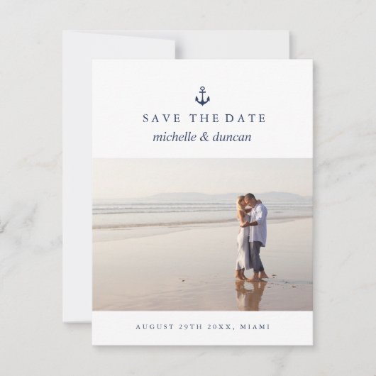 ANKER NAUTISCHE BRUILOFT FOTO BEWAAR DE DATUM AANKONDIGING (Voorkant)