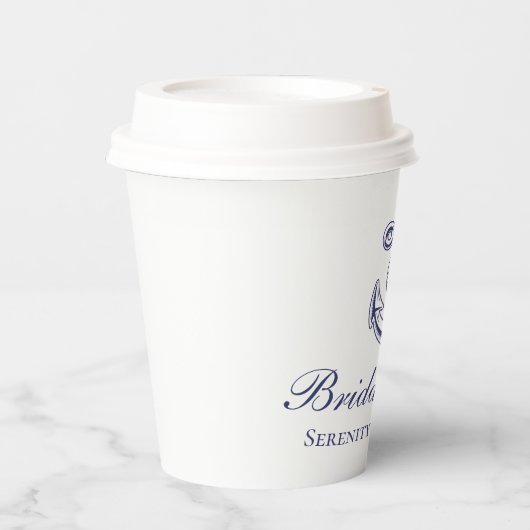 Anker Navy Blue Elegant Nautisch Vrijgezellenfeest Papieren Bekers (Voorkant)