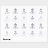 Anker Navy Blue Nautical Net Getrouwd Vierkante Sticker (Vel)