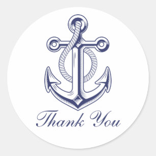 Anker Navy Blue nautische bruiloft dank u Ronde Sticker