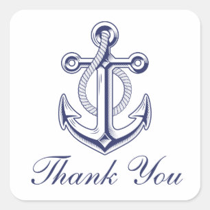 Anker Navy Blue nautische bruiloft dank u Vierkante Sticker