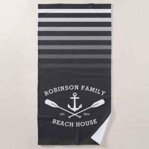 Anker Oars familienaam Beach House Schip Grijs Strandlaken
