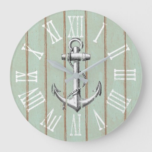 anker op bijtend hout grote klok (Voorkant)