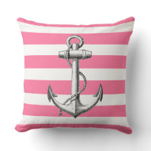 Anker op Cute Nautical Roze Streep Patroon