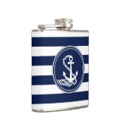 Anker op de Nautical Blue and White Stripes Sailor Heupfles (Rechts)