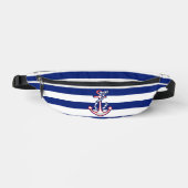 Anker op Nautical Navy Blue Stripes Print Heuptasje (Voorkant)