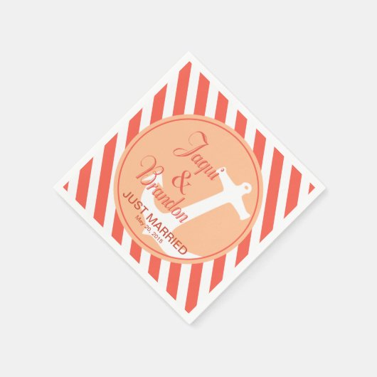 Anker op Nautische Strepen | koraalperzik Servetten (Hoek)