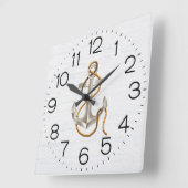 Anker op Whitewashington Wood Square Wall klok (Hoek)