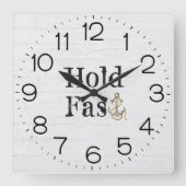 Anker op Whitewashington Wood Square Wall klok (Voorkant)