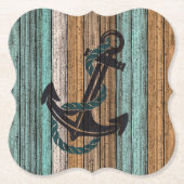 Anker op  Woodenplank Kartonnen Onderzetters (Voorkant)