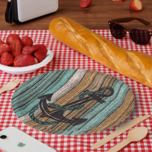 Anker op Woodenplank Papieren Bordje