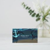 Anker + Palmboom Strand Nacht Zakkaartje Visitekaartje (Staand voorkant)