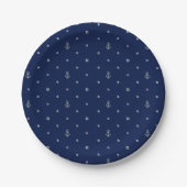 Anker Polka Dots Patroon | Uw Initiaal toevoegen 2 Papieren Bordje (Voorkant)
