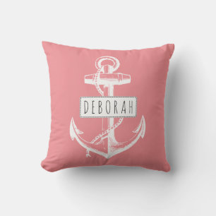 anker roze nautisch omkeerbaar buitenkussen