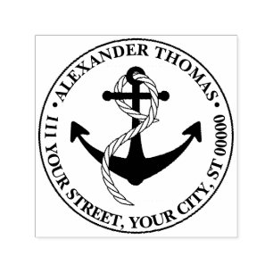 Anker scheepsnaam retouradres in vintage maritieme zelfinktende stempel