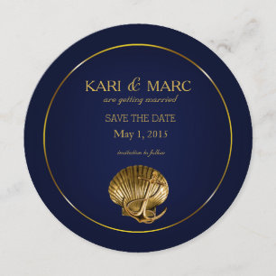 Anker Schelp Save the Date   marine & goud Kaart