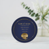 Anker Schelp Save the Date | marineblauw & goud Kaart (Staand voorkant)