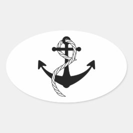 Anker schwarz weiss ovale sticker