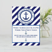 Anker Stempel & Diagonal Stripe Birthday Uitnodigi Kaart (Staand voorkant)