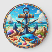 Anker-thema strand kustontwerp elementen grote klok (Voorkant)