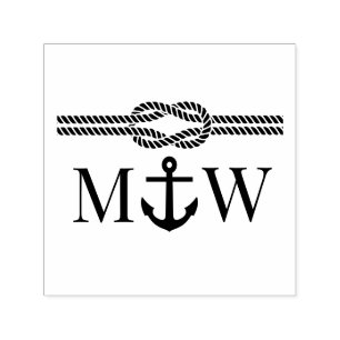 Anker Touw Knoop Rand Trouw 2 Initiaal Monogram Zelfinktende Stempel