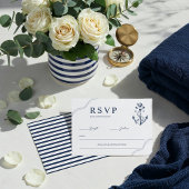 Anker & Touw Nautisch Monogram Marine & Wit RSVP Kaartje