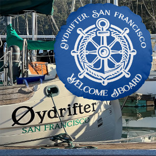 Anker Touw Schip Wiel Boot Naam Welkom Aan boord Rond Kussen