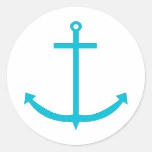 anker turquoise nautisch ronde sticker