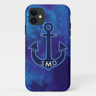anker van de blauwe marine gepersonaliseerd iPhone 11 hoesje