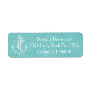 Anker van oud schip Nautisch blauw turquoise Etiket