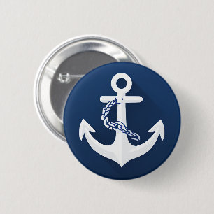 Anker Zeilen Boot Wit Marineblauw Ronde Button 5,7 Cm